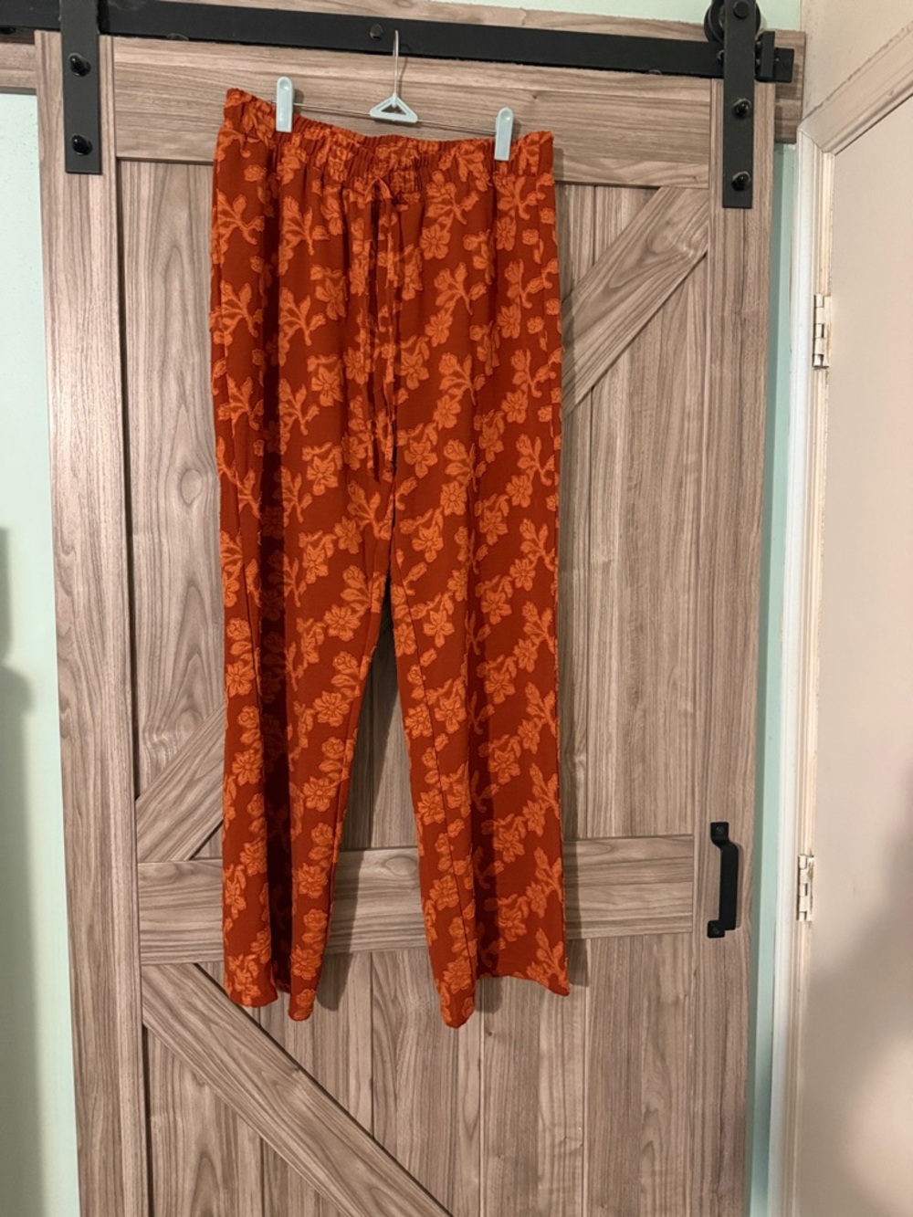 Women's Wide-Leg Floral Pants in Rust